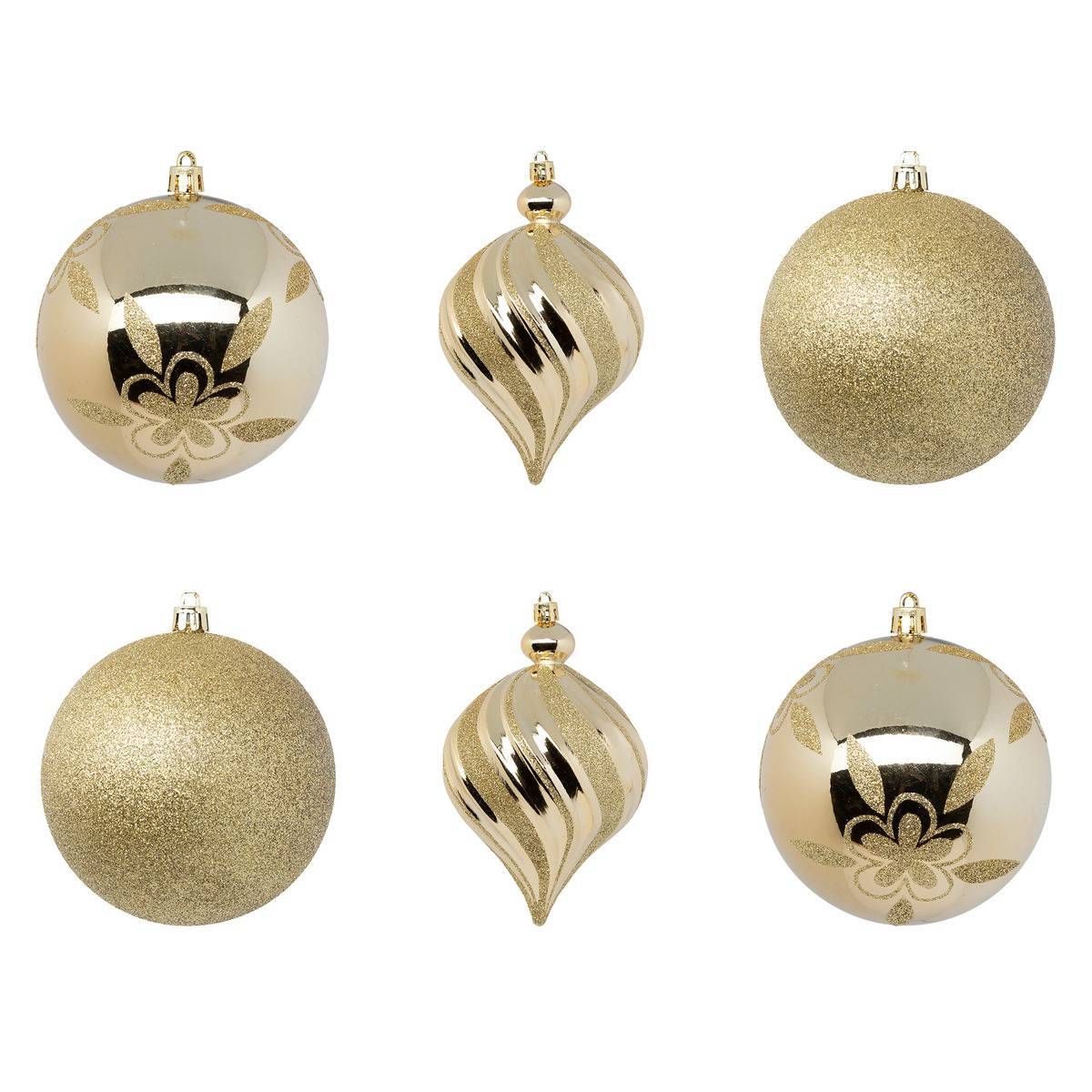 Fééric Lights & Christmas - Boule de Noël plastique 100mm x6 or - Atmosphera Créateur d'intérieur - Imagen 1