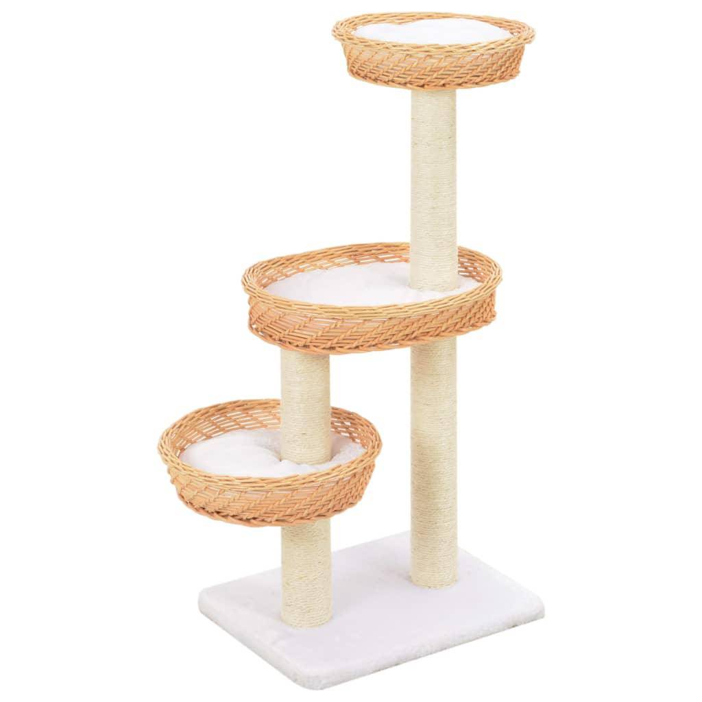 Helloshop26 - Arbre à chat griffoir grattoir niche jouet animaux peluché en sisal naturel bois de saule - Imagen 1