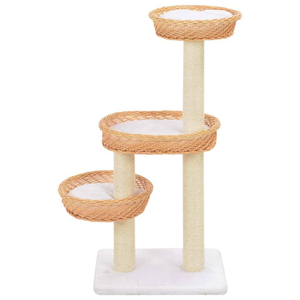 Helloshop26 - Arbre à chat griffoir grattoir niche jouet animaux peluché en sisal naturel bois de saule - Imagen 2