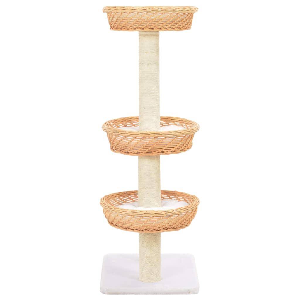 Helloshop26 - Arbre à chat griffoir grattoir niche jouet animaux peluché en sisal naturel bois de saule - Imagen 3
