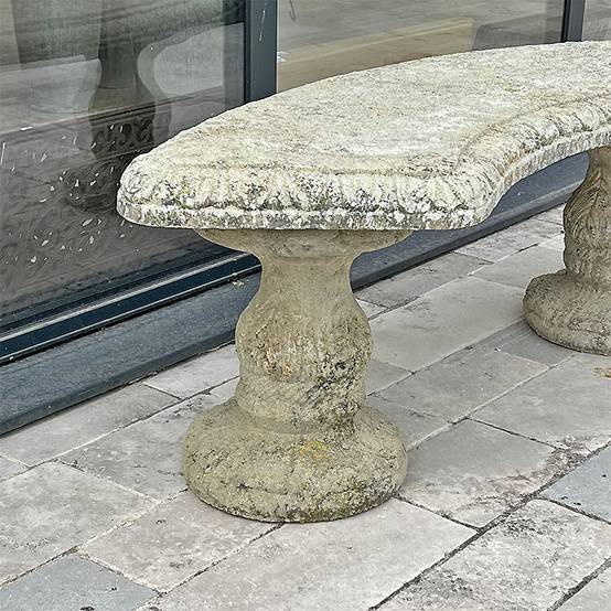 La Grande Prairie - Banc en pierre reconstituée patiné 61x39cm - Image 3