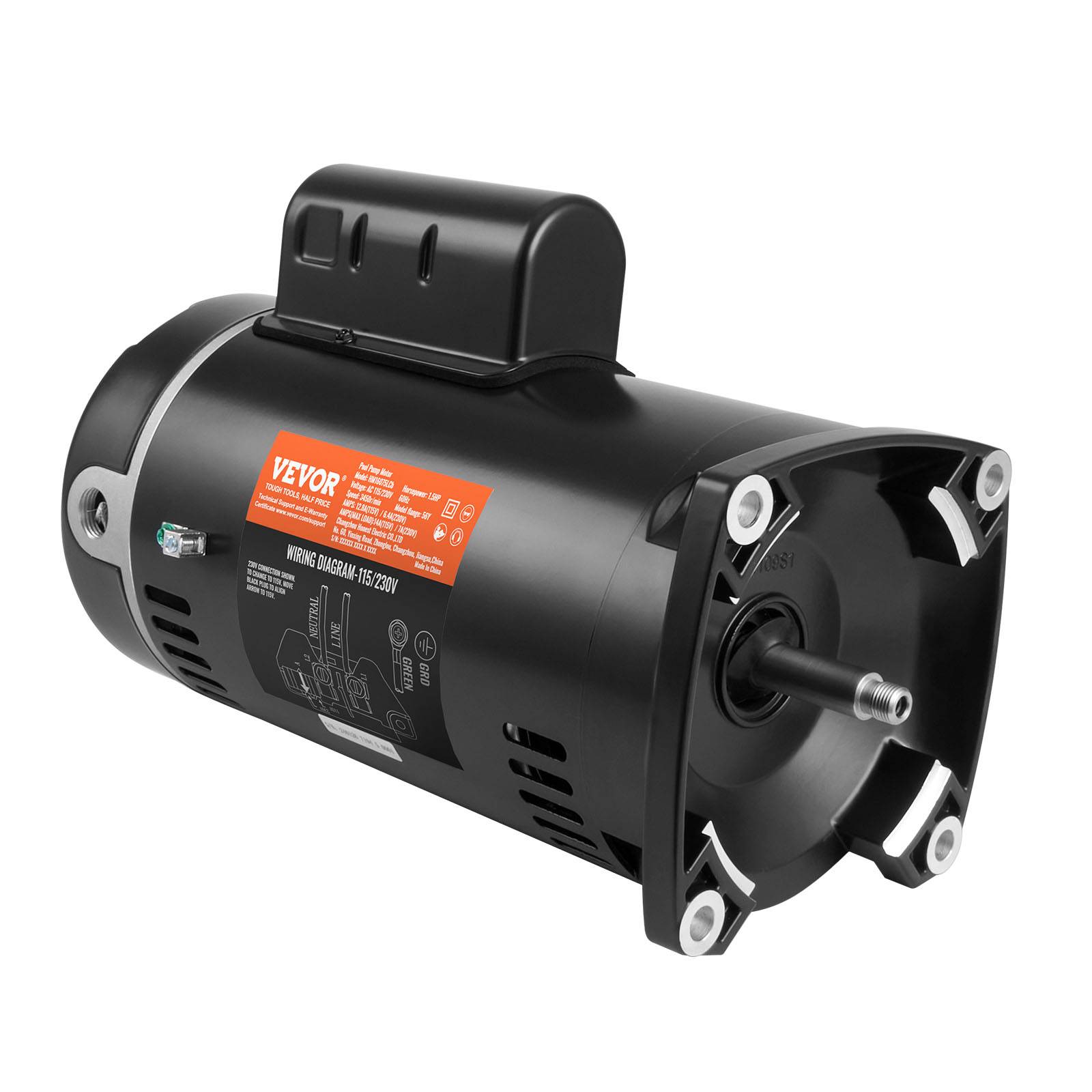 Vevor - VEVOR Moteur pompe piscine 1,5 CV 56Y 115/230 V 3450 tr/min CCW, condensateur 90 μF/250 V, remplacement robuste. - Image 1
