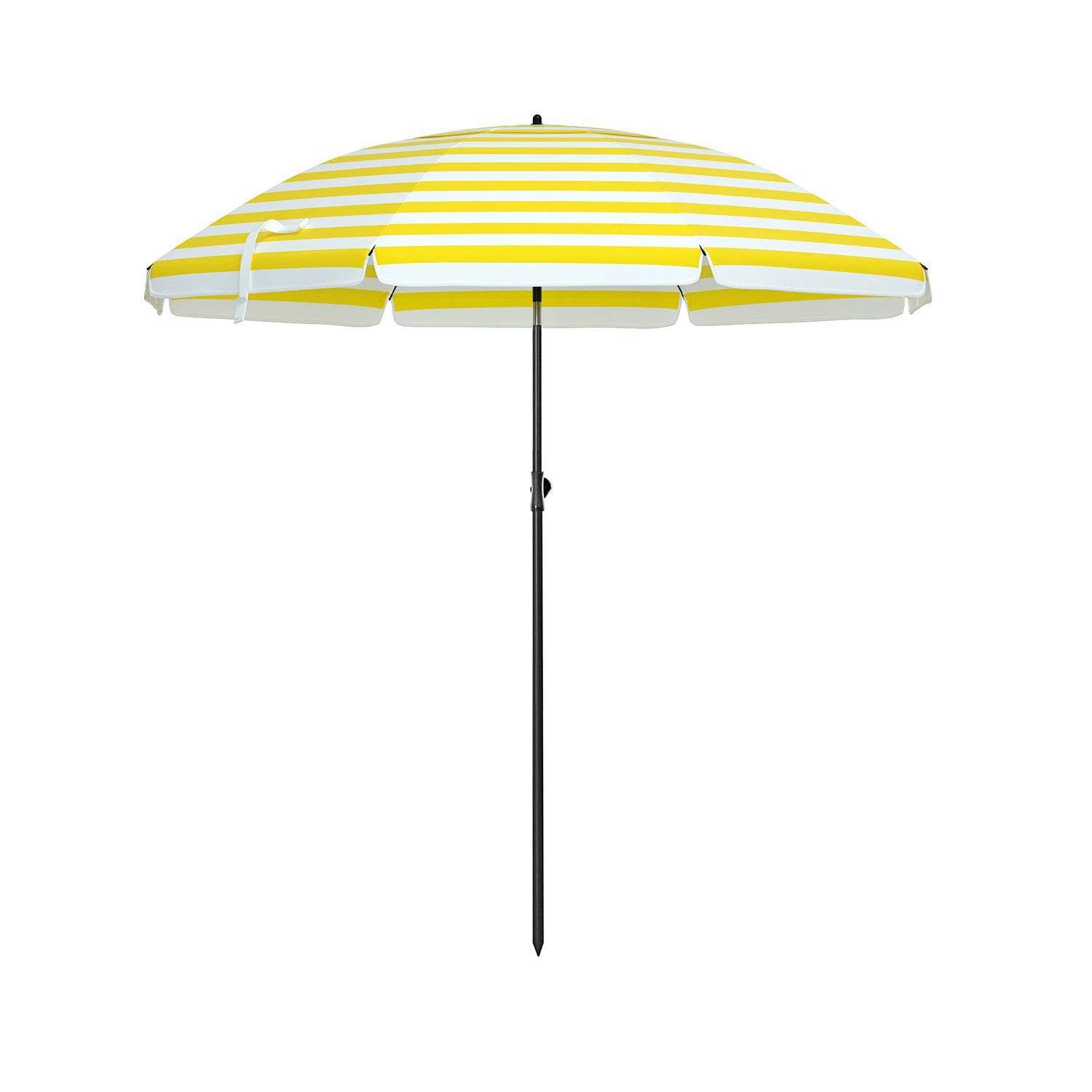 Helloshop26 - Parasol de plage diamètre 2 m ombrelle de jardin protection UPF 50+ inclinable portable résistant au vent baleines en fibre de verre avec sac rayures - Imagen 1