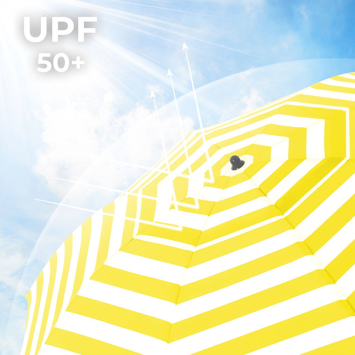 Helloshop26 - Parasol de plage diamètre 2 m ombrelle de jardin protection UPF 50+ inclinable portable résistant au vent baleines en fibre de verre avec sac rayures - Imagen 2