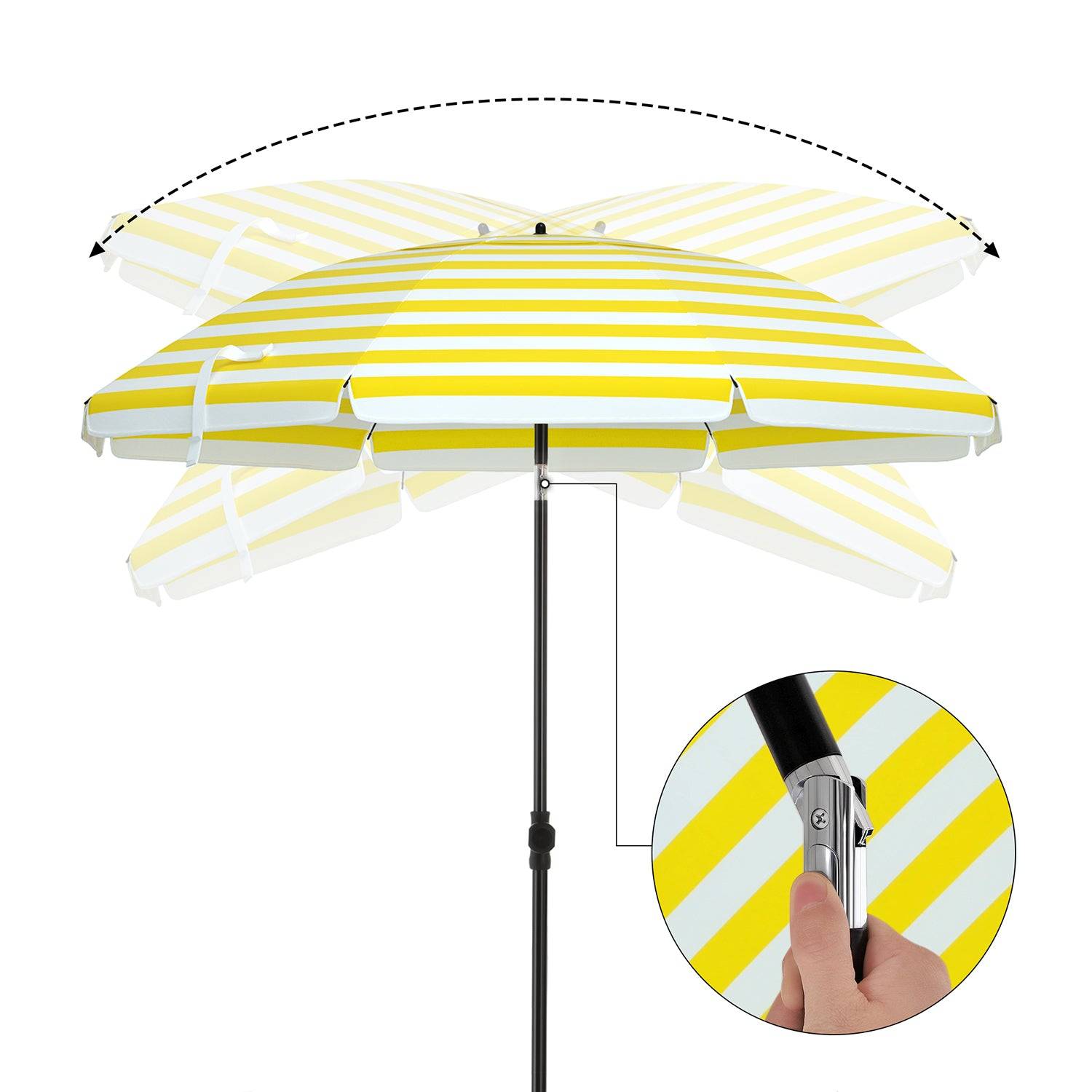 Helloshop26 - Parasol de plage diamètre 2 m ombrelle de jardin protection UPF 50+ inclinable portable résistant au vent baleines en fibre de verre avec sac rayures - Imagen 3