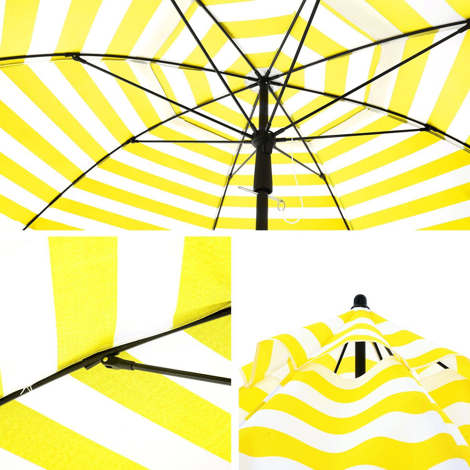 Helloshop26 - Parasol de plage diamètre 2 m ombrelle de jardin protection UPF 50+ inclinable portable résistant au vent baleines en fibre de verre avec sac rayures - Imagen 5