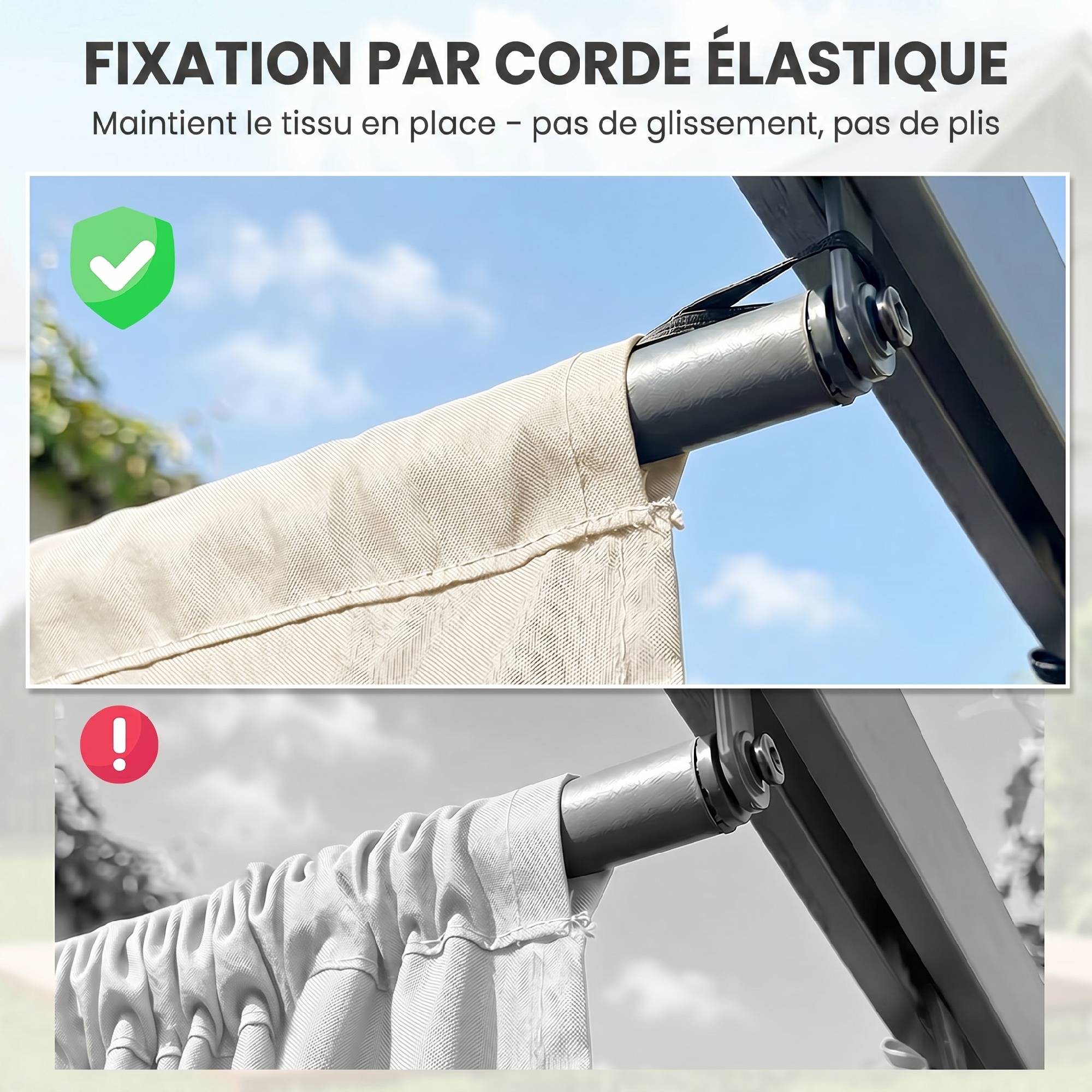 Toile de toit pour pergola tonnelle rétractable de 4 x 3 m - toile uniquement 350 x 260 cm crème - Image 9