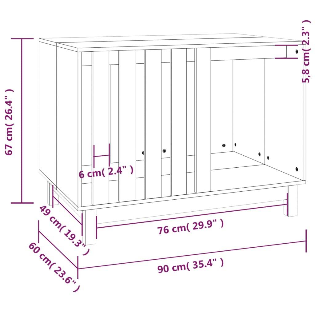Vidaxl - Niche pour chien 90x60x67 cm Bois de pin massif vidaXL 822486 - Imagen 3