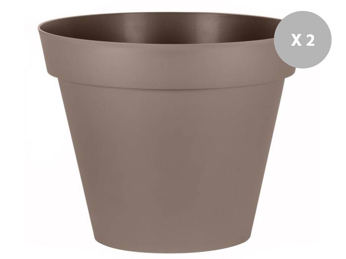 Eda - Lot de 2 Pots de fleur rond Toscane Ø 100 x H.79 cm Taupe - Eda - Imagen 1