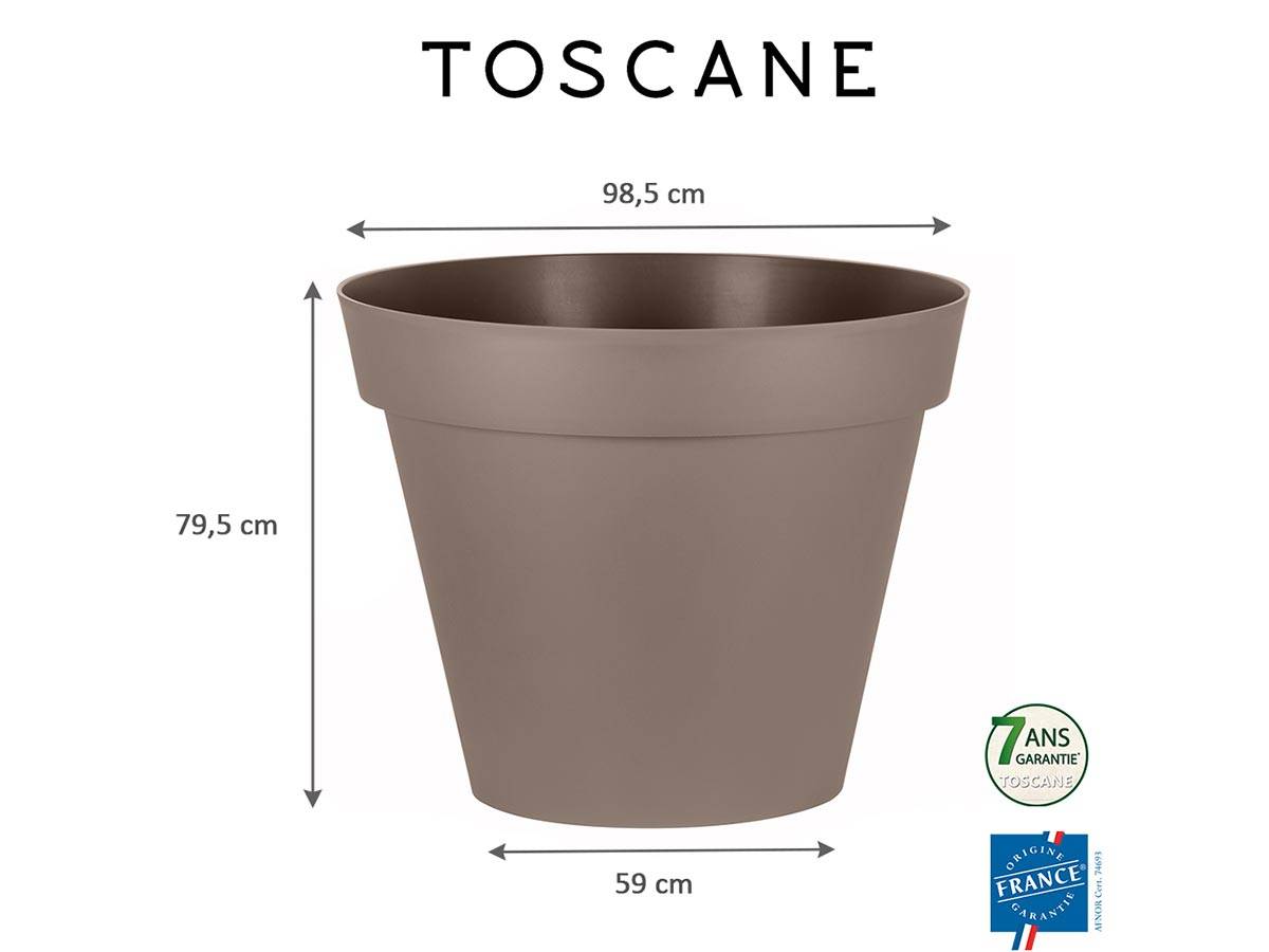 Eda - Lot de 2 Pots de fleur rond Toscane Ø 100 x H.79 cm Taupe - Eda - Imagen 2