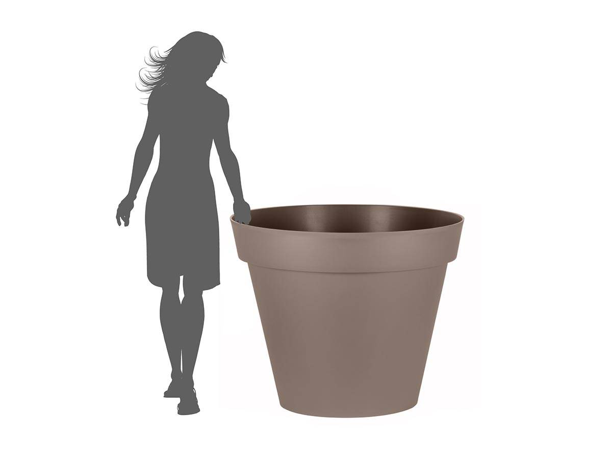 Eda - Lot de 2 Pots de fleur rond Toscane Ø 100 x H.79 cm Taupe - Eda - Imagen 3