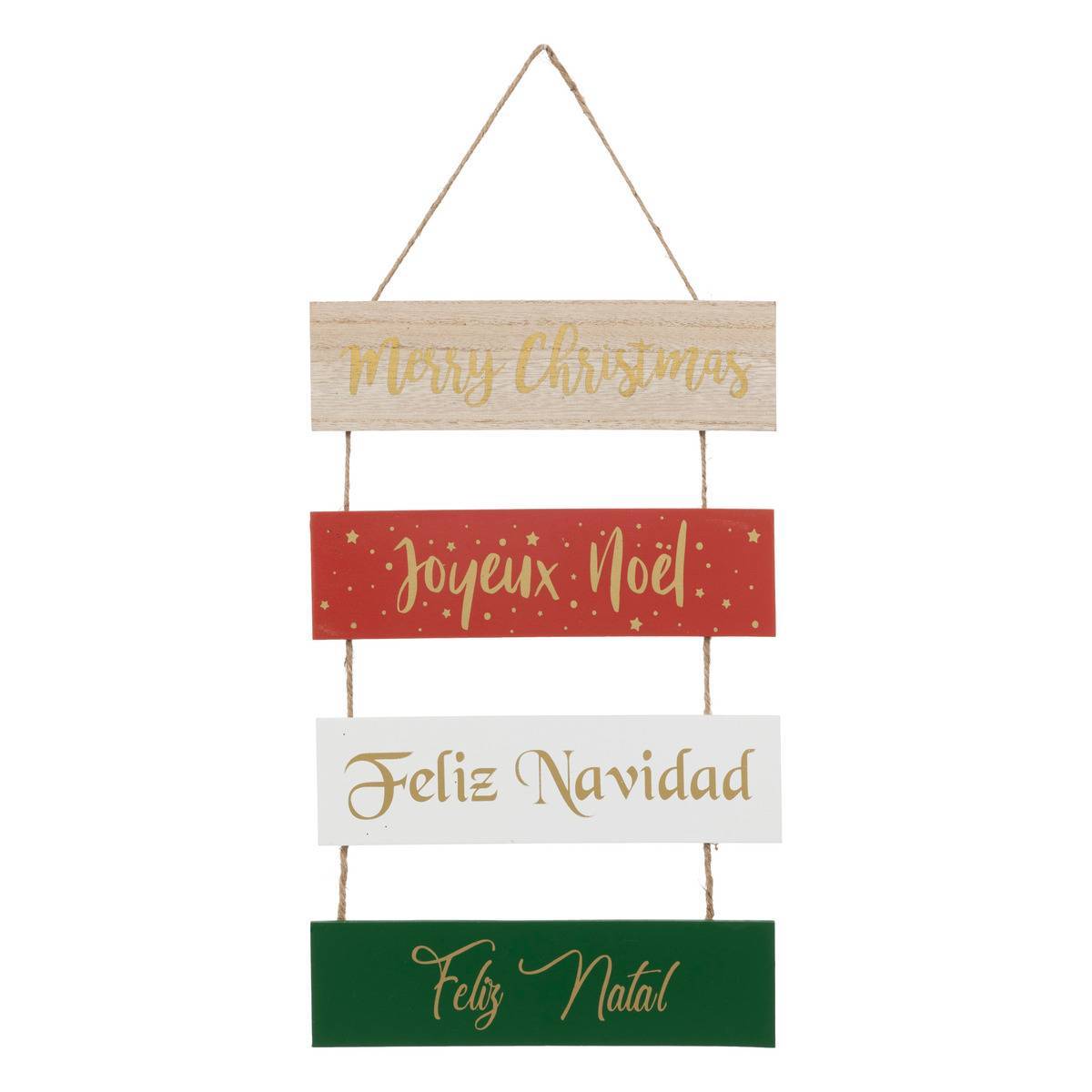 Fééric Lights & Christmas - PANCARTE BOIS JN MULTI 40CM - Feeric Lights & Christmas