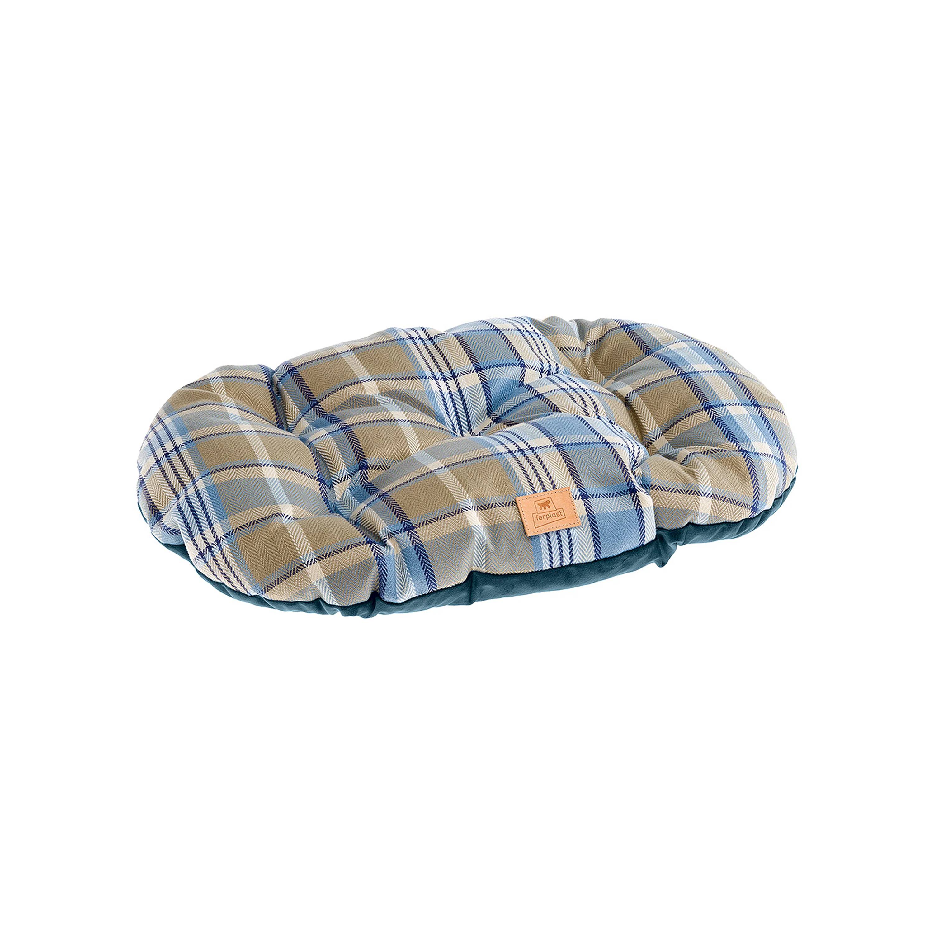 Ferplast - Coussin rembourré pour chiens et chats SCOTT 65/6, double-face, écossais, velours doux, lavable, Bleu - Imagen 1