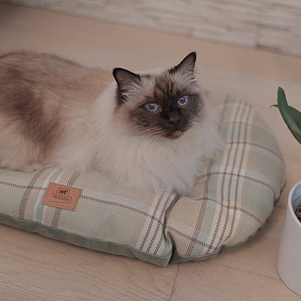 Ferplast - Coussin rembourré pour chiens et chats SCOTT 65/6, double-face, écossais, velours doux, lavable, Bleu - Imagen 4