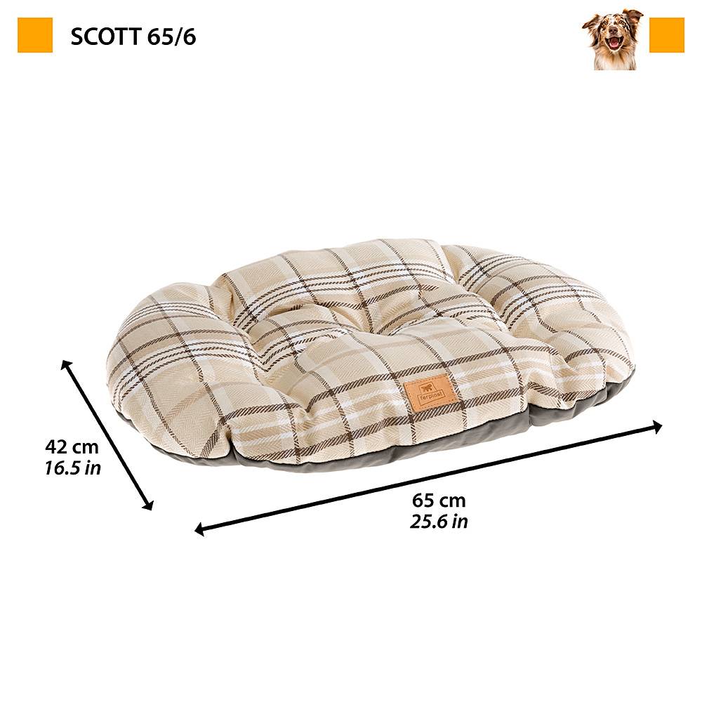 Ferplast - Coussin rembourré pour chiens et chats SCOTT 65/6, double-face, écossais, velours doux, lavable, Bleu - Imagen 2