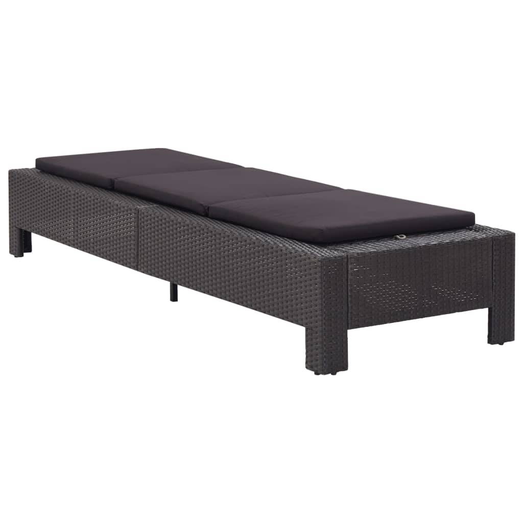 Helloshop26 - Transat chaise longue bain de soleil bain de soleil avec coussin résine tressée noir - Imagen 2