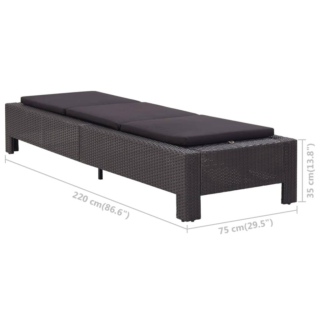 Helloshop26 - Transat chaise longue bain de soleil bain de soleil avec coussin résine tressée noir - Imagen 7