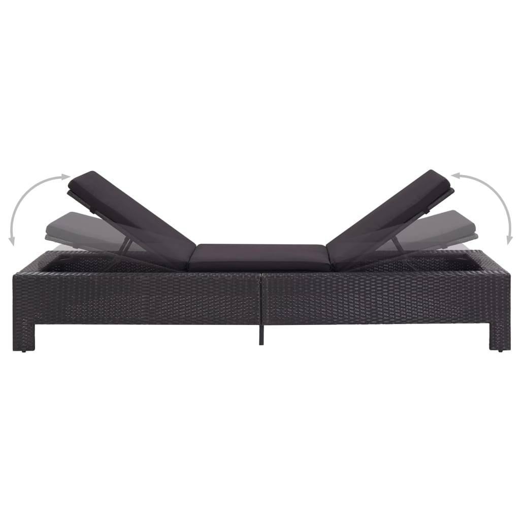 Helloshop26 - Transat chaise longue bain de soleil bain de soleil avec coussin résine tressée noir - Imagen 5