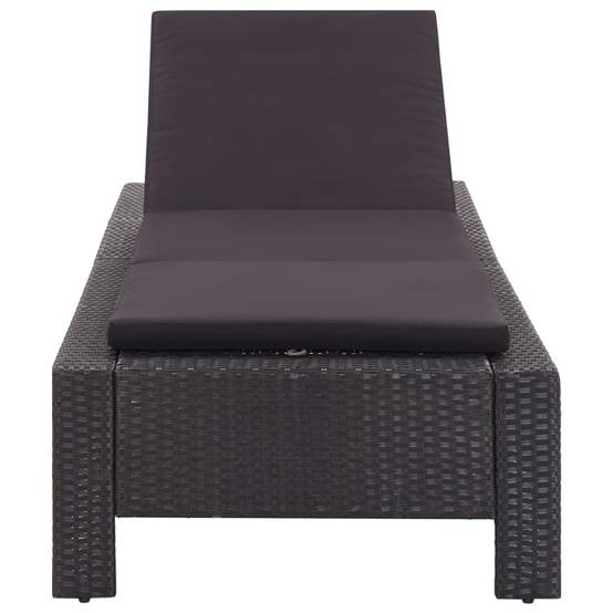 Helloshop26 - Transat chaise longue bain de soleil bain de soleil avec coussin résine tressée noir - Imagen 3