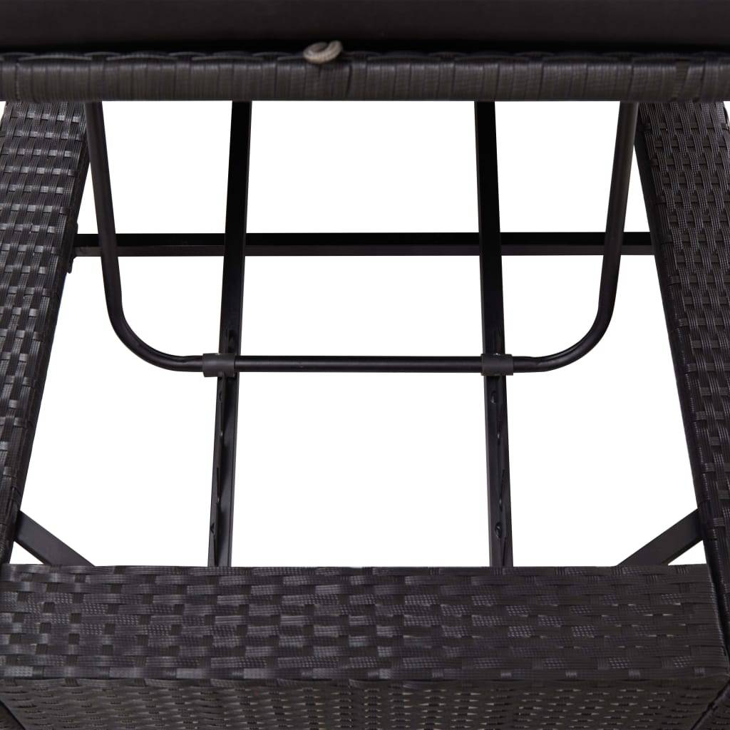 Helloshop26 - Transat chaise longue bain de soleil bain de soleil avec coussin résine tressée noir - Imagen 6