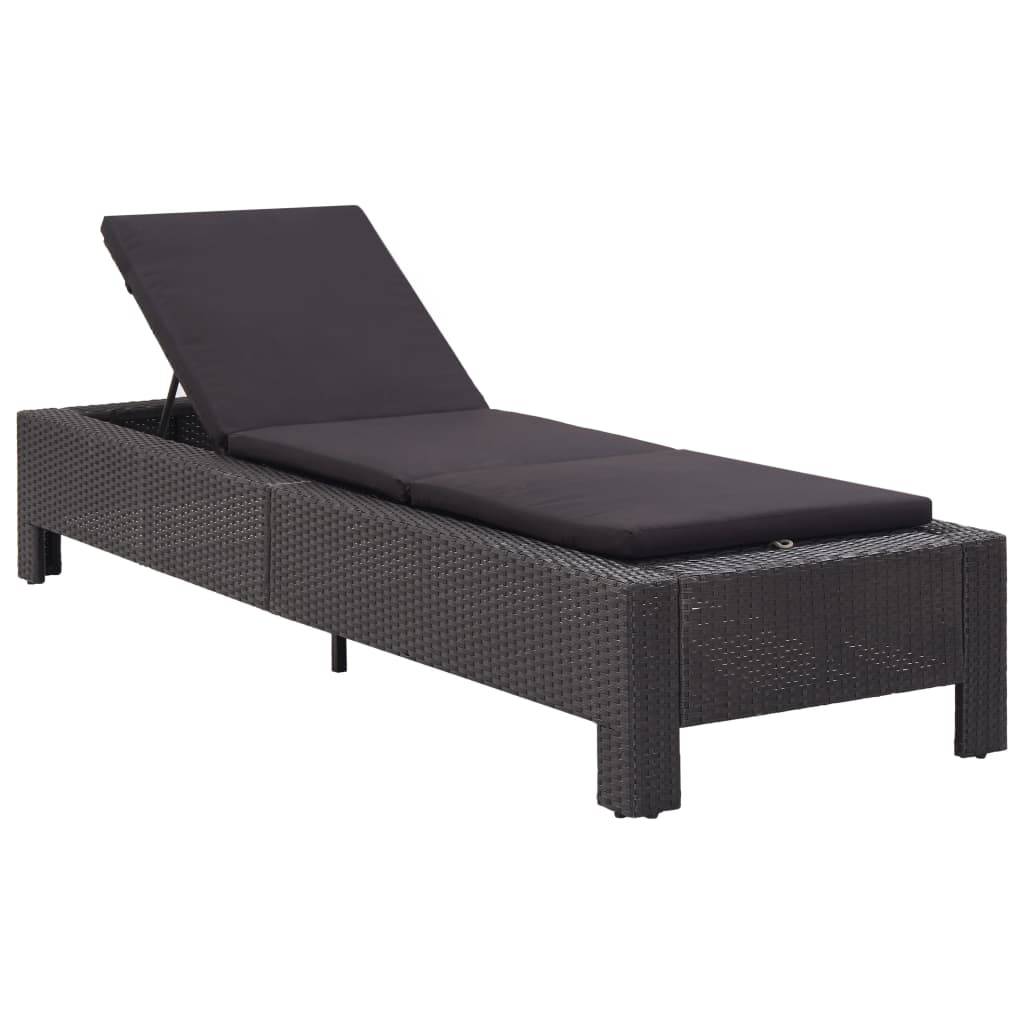 Helloshop26 - Transat chaise longue bain de soleil bain de soleil avec coussin résine tressée noir - Imagen 1