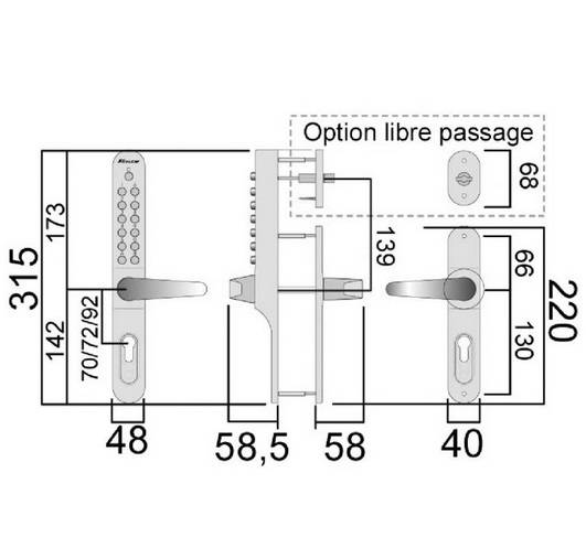 Ensemble à code Keylex profil étroit avec libre passage LOKOD - 22701 - Image 2