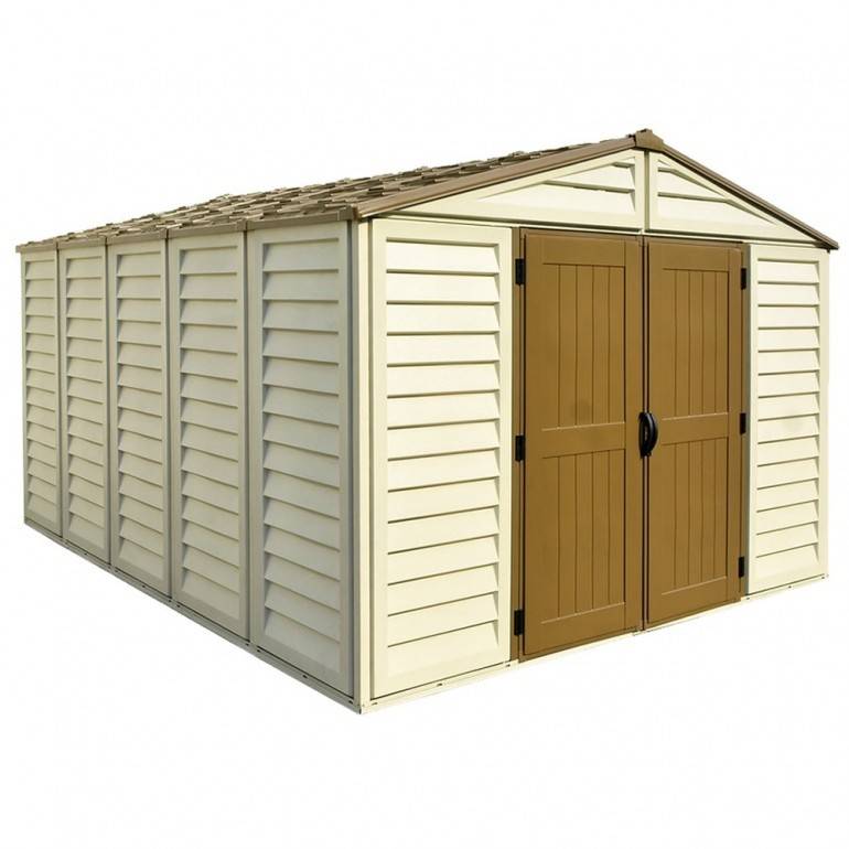 Duramax - WoodBrige Plus Abri de jardin en PVC 320 x 396 cm Beige et marron - Image 1