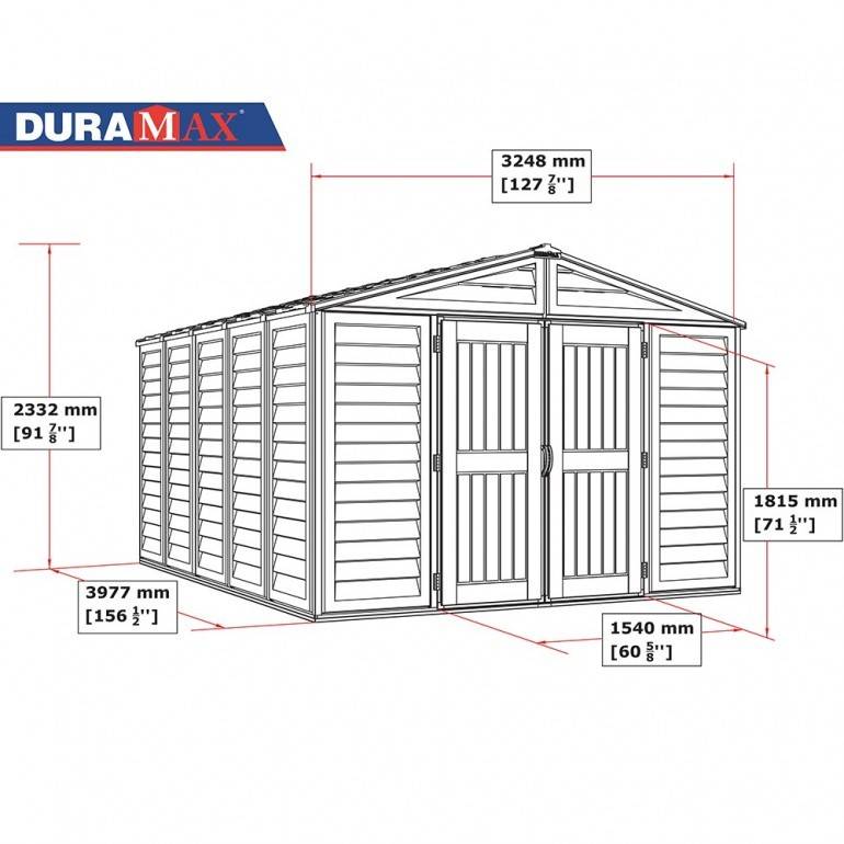 Duramax - WoodBrige Plus Abri de jardin en PVC 320 x 396 cm Beige et marron - Image 2
