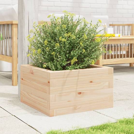 Mini Jardinière Carrée au Sol en Pin Massif – Cadre de Plantation Simple pour Fleurs Annuelles et Bulbes – 40x40cm Brun – ComfortXL Outdoor Living - Image 3
