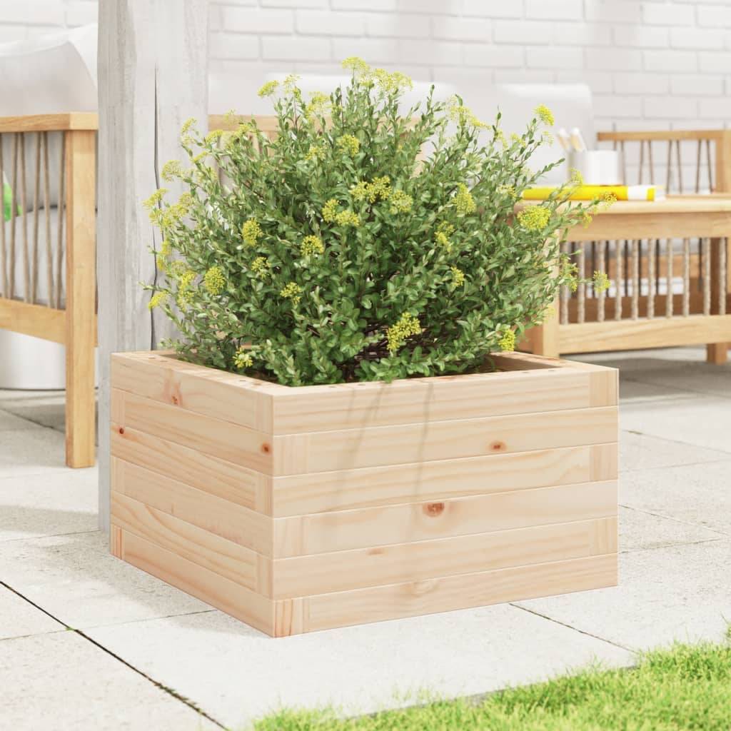 Mini Jardinière Carrée au Sol en Pin Massif – Cadre de Plantation Simple pour Fleurs Annuelles et Bulbes – 40x40cm Brun – ComfortXL Outdoor Living - Image 3