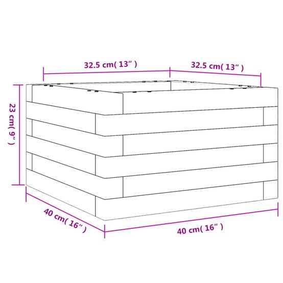 Mini Jardinière Carrée au Sol en Pin Massif – Cadre de Plantation Simple pour Fleurs Annuelles et Bulbes – 40x40cm Brun – ComfortXL Outdoor Living - Image 10