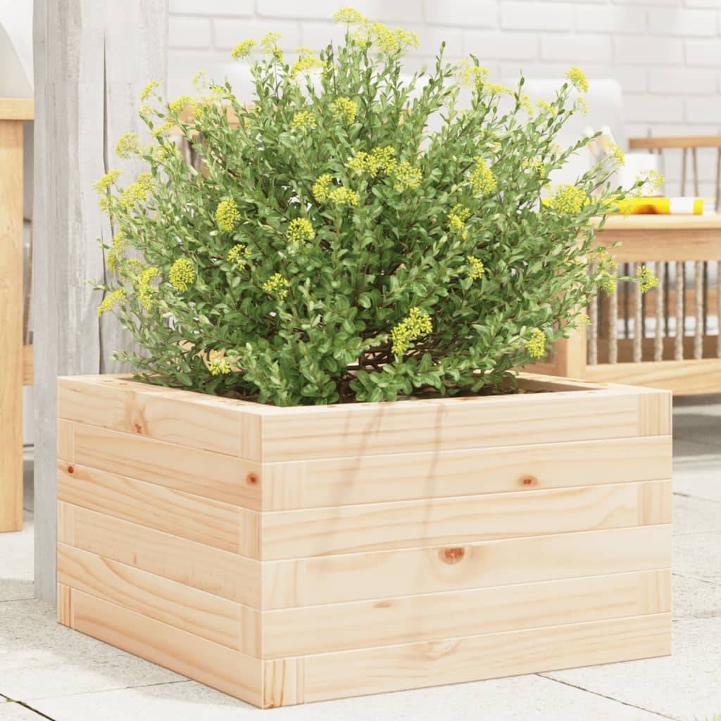 Mini Jardinière Carrée au Sol en Pin Massif – Cadre de Plantation Simple pour Fleurs Annuelles et Bulbes – 40x40cm Brun – ComfortXL Outdoor Living - Image 1