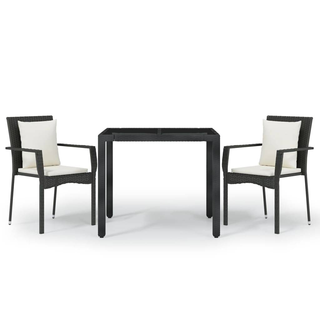Vidaxl - Ensemble à manger de jardin avec coussins 3 pcs Noir vidaXL 3157951 - Image 2