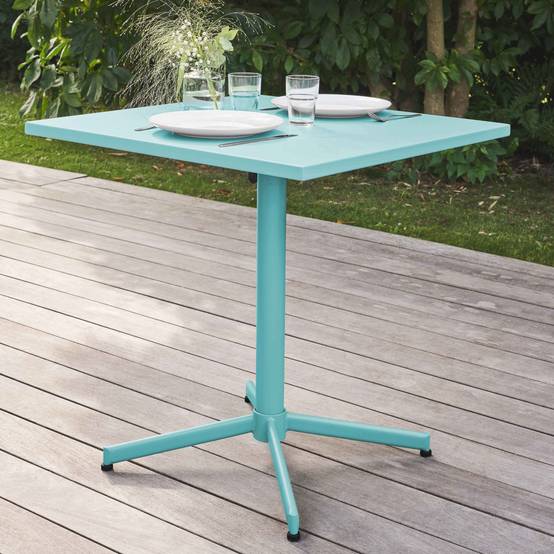Oviala - Ensemble table carré et 4 chaises en métal turquoise Palavas - Oviala - Imagen 3