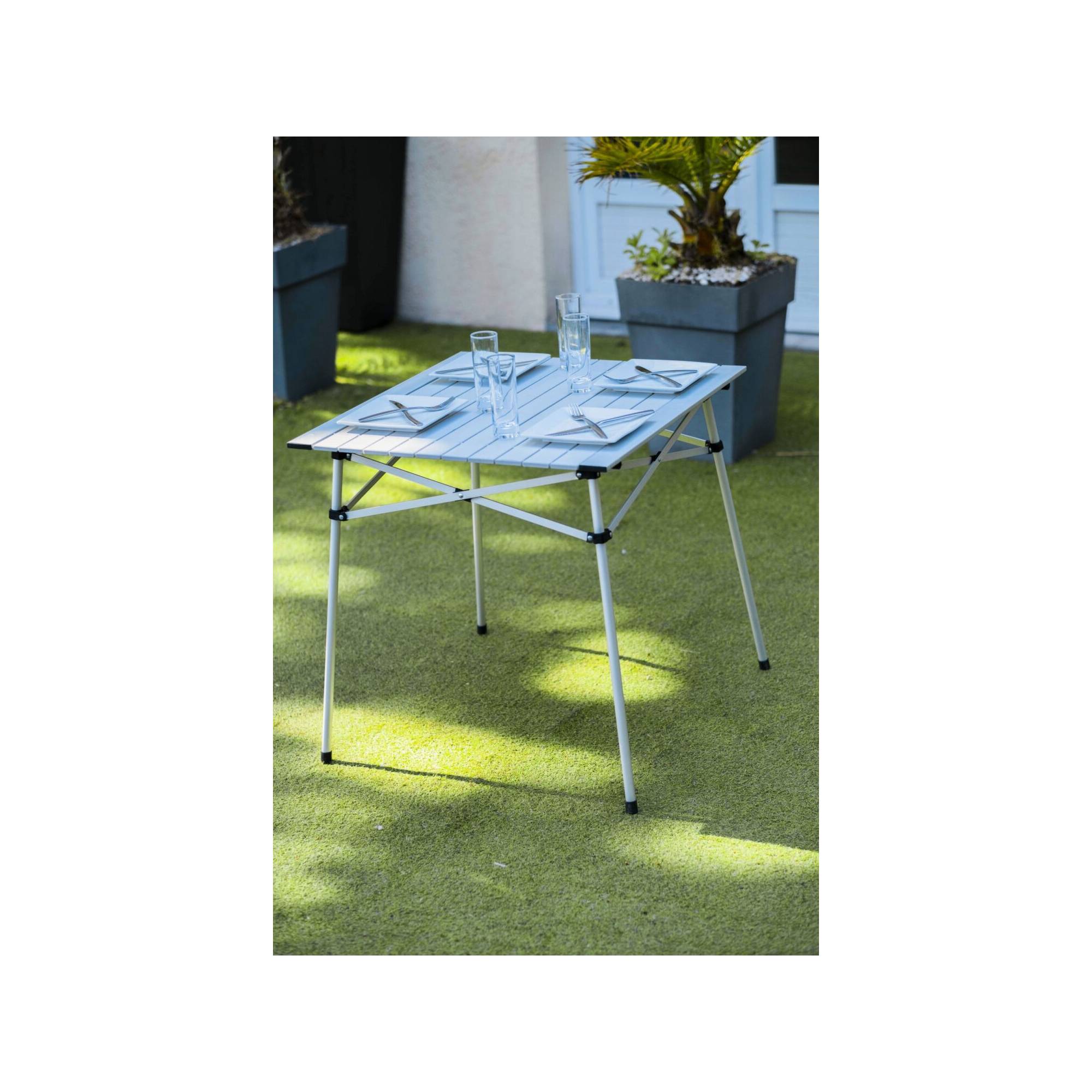 Table à lattes de camping - O'Camp - Housse de transport inclus - Dimensions : 70 x 70  x 70 cm - Imagen 4