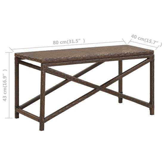 Helloshop26 - Banc de jardin meuble de patio d'extérieur terrasse 80 cm résine tressée marron - Imagen 6