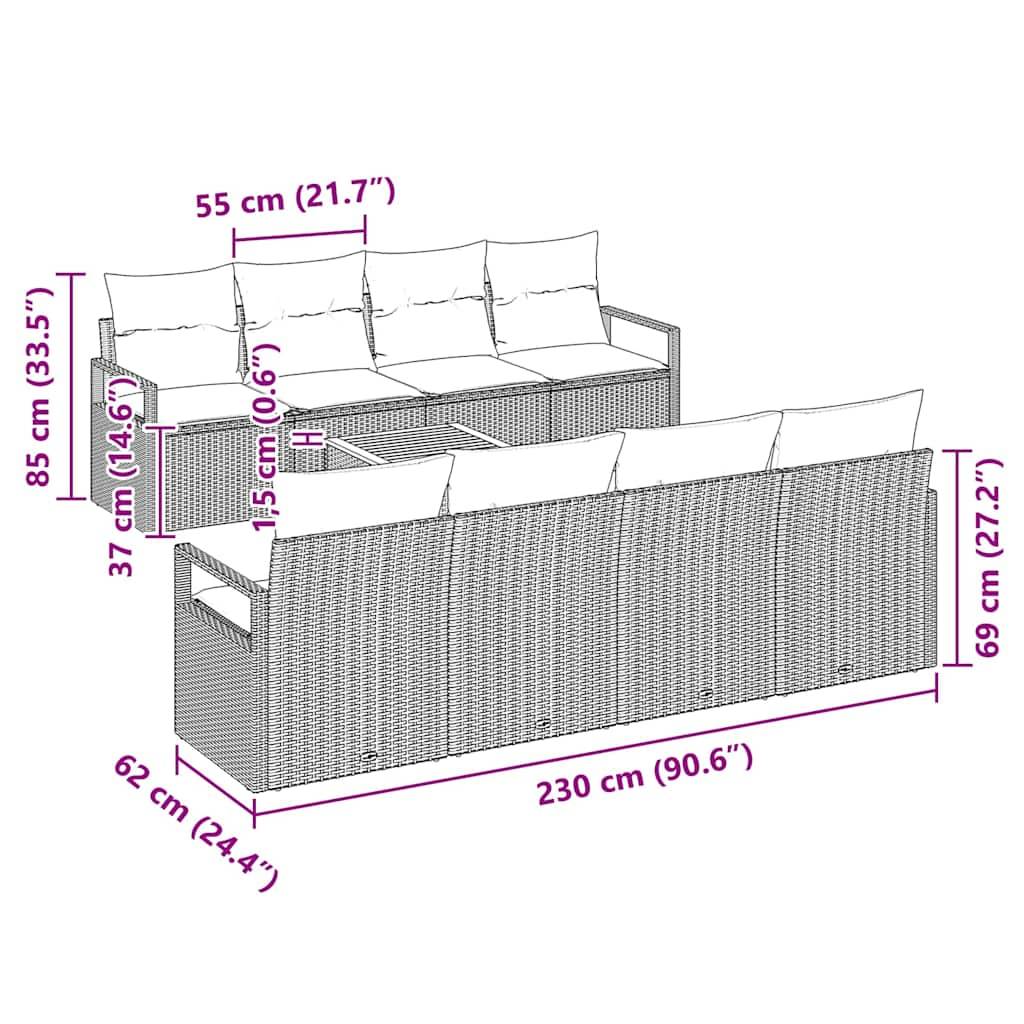 Vidaxl - Ensemble de canapé de jardin avec coussin 9 pcs Noir polyrotin vidaXL 3347677 - Imagen 3
