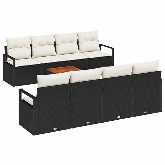 Vidaxl - Ensemble de canapé de jardin avec coussin 9 pcs Noir polyrotin vidaXL 3347677 - Imagen 2