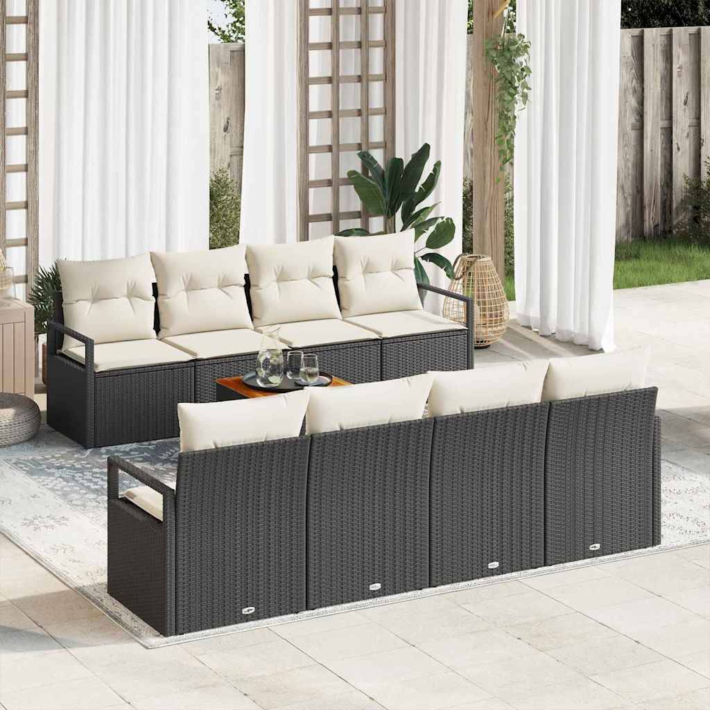 Vidaxl - Ensemble de canapé de jardin avec coussin 9 pcs Noir polyrotin vidaXL 3347677 - Imagen 1