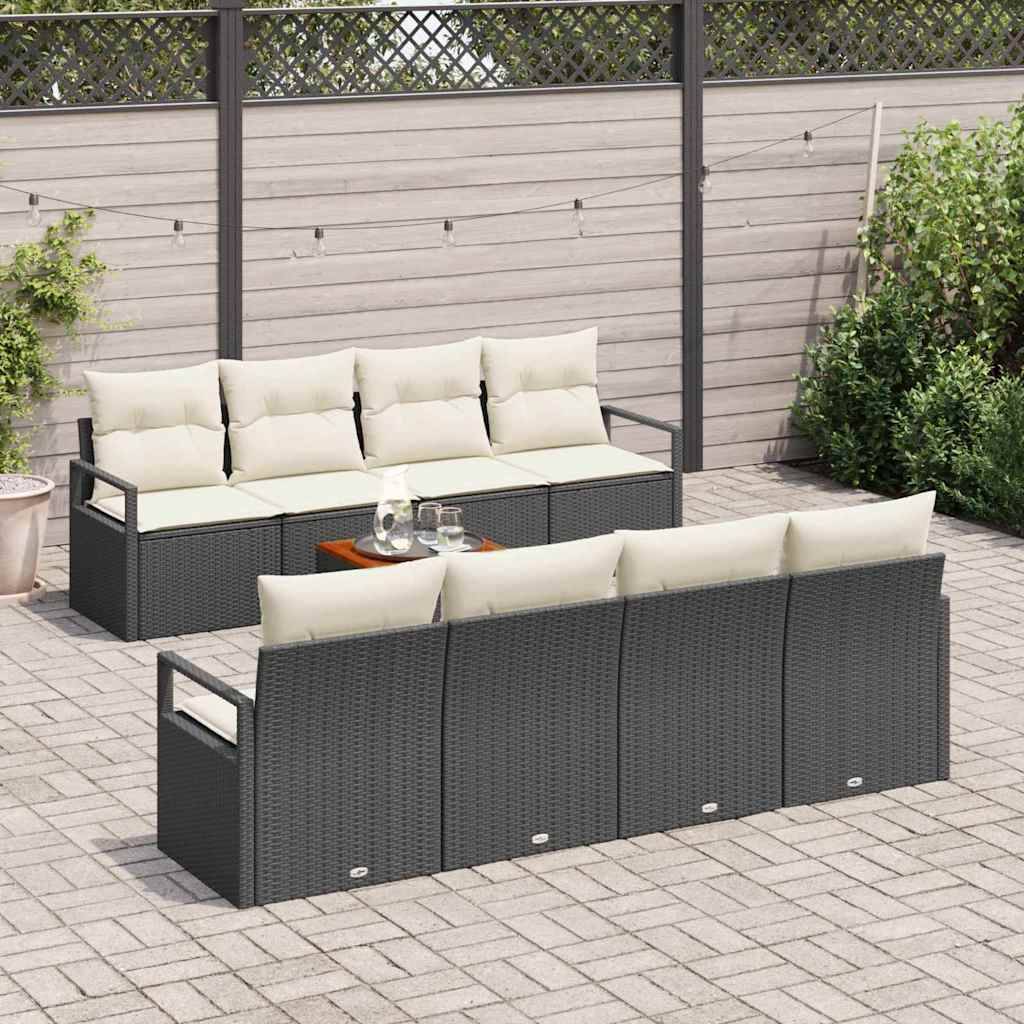 Vidaxl - Ensemble de canapé de jardin avec coussin 9 pcs Noir polyrotin vidaXL 3347677 - Imagen 4