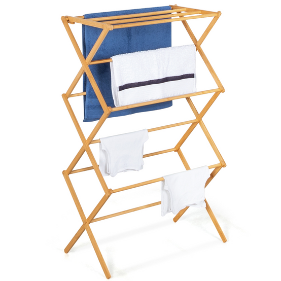 IDMARKET - Séchoir à linge accordéon RITA capacité 7M en bambou - Image 2