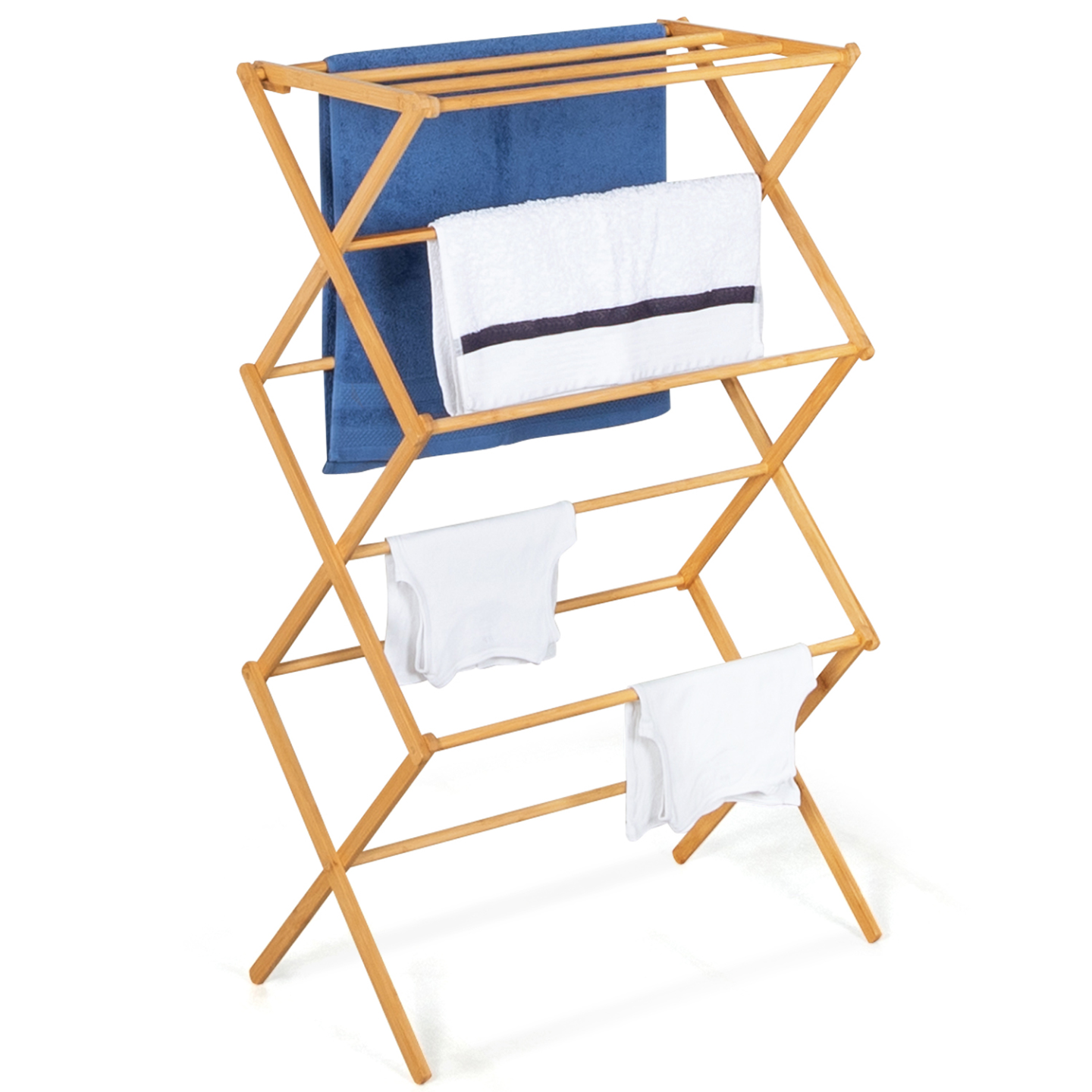 IDMARKET - Séchoir à linge accordéon RITA capacité 7M en bambou - Image 2