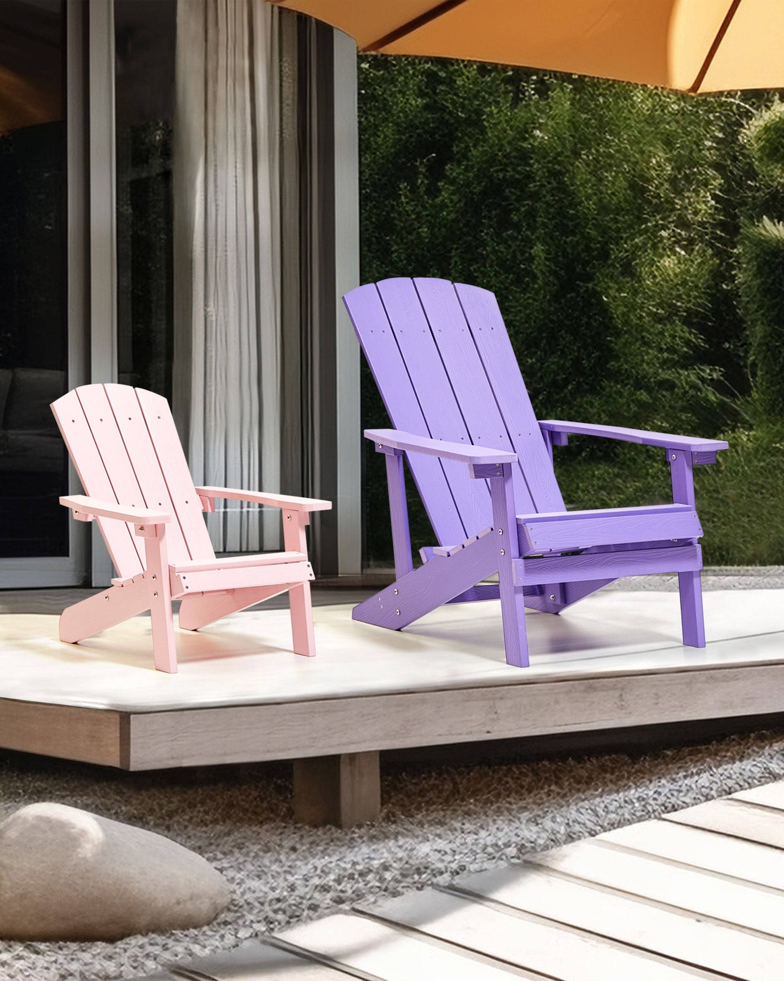Beliani - Chaise pour enfant Bois synthétique Rose pastel ADIRONDACK - Beliani - Imagen 1