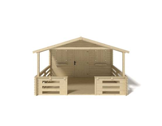 Altanka - Abri de jardin en bois - 4x3 m + terrasse avec balustrade et avant-toit en bois - 24 m2 - DOM337+DOM392+DOM393+POD04 - ALTANKA - Imagen 7