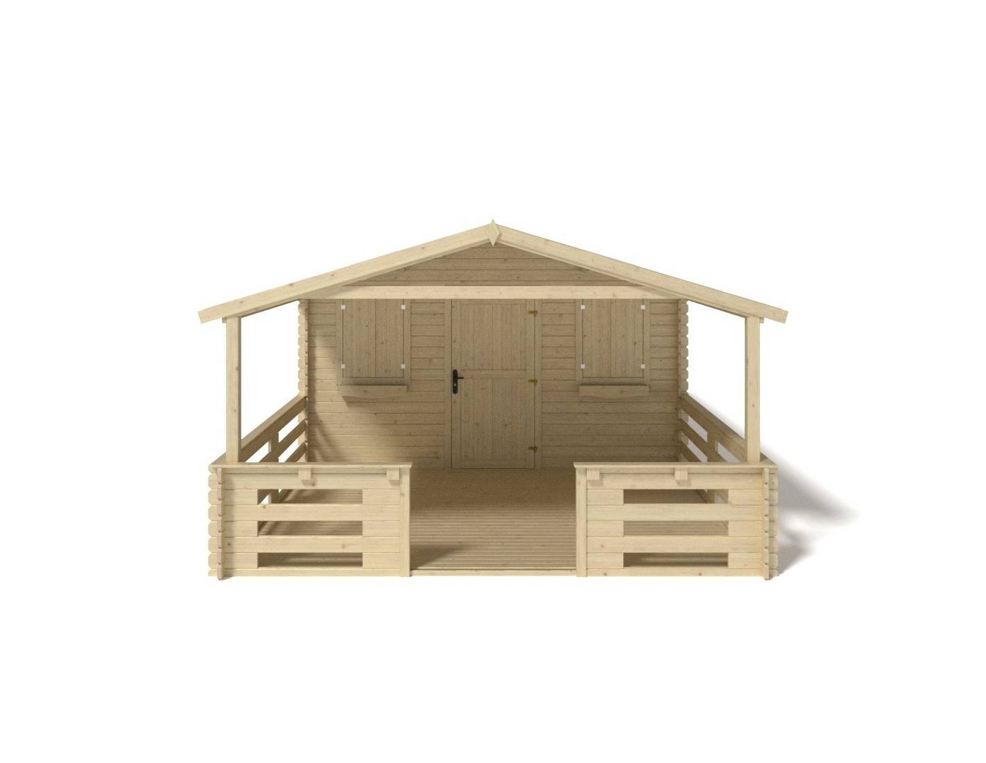 Altanka - Abri de jardin en bois - 4x3 m + terrasse avec balustrade et avant-toit en bois - 24 m2 - DOM337+DOM392+DOM393+POD04 - ALTANKA - Imagen 7