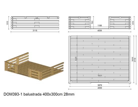 Altanka - Abri de jardin en bois - 4x3 m + terrasse avec balustrade et avant-toit en bois - 24 m2 - DOM337+DOM392+DOM393+POD04 - ALTANKA - Imagen 5