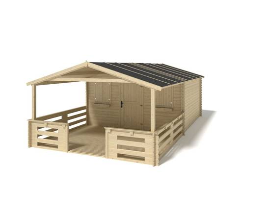 Altanka - Abri de jardin en bois - 4x3 m + terrasse avec balustrade et avant-toit en bois - 24 m2 - DOM337+DOM392+DOM393+POD04 - ALTANKA - Imagen 1