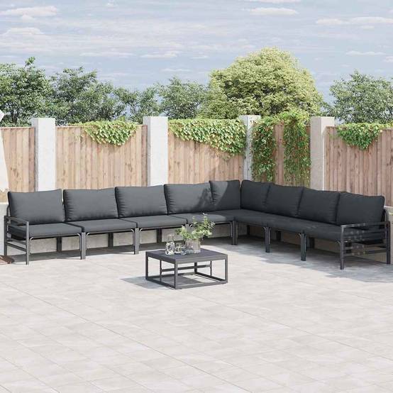 Salon de Jardin en Acier avec Coussins Confortables pour Terrasse Gris Anthracite – ComfortXL Outdoor Living - Image 1