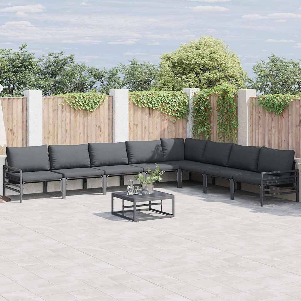 Salon de Jardin en Acier avec Coussins Confortables pour Terrasse Gris Anthracite – ComfortXL Outdoor Living - Image 1