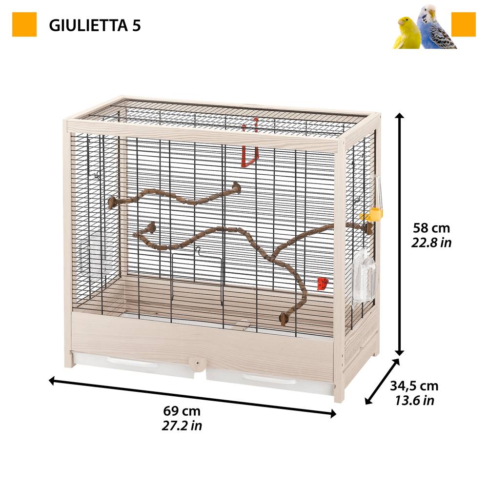 Ferplast - Ferplast Cage pour Oiseaux en bois FSC GIULIETTA 5, Canaris, Perruches et Oiseaux exotiques, Accessoires inclus - Image 2
